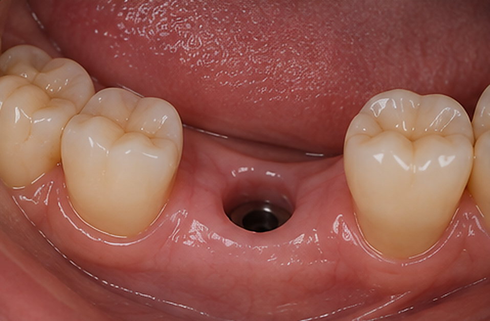 Situation initiale : Couronne unitaire sur implant